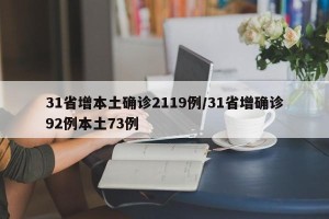 31省增本土确诊2119例/31省增确诊92例本土73例